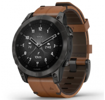 Garmin Epix (Gen 2) Sapphire schwarz/schiefergrau Titan QuickFit-Lederarmband braun (010-02582-30)
