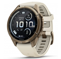 Garmin Fenix 9 Pro inReach 43mm Autumn Gold Titan mit Silikon-Armband Creme/French Gray (010-04335-21) 64 GB
